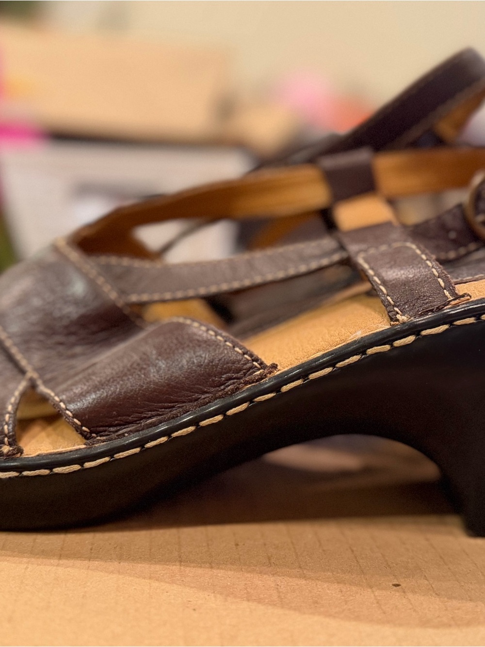 boc Dark Brown Leather Strappy Comfort Sandal